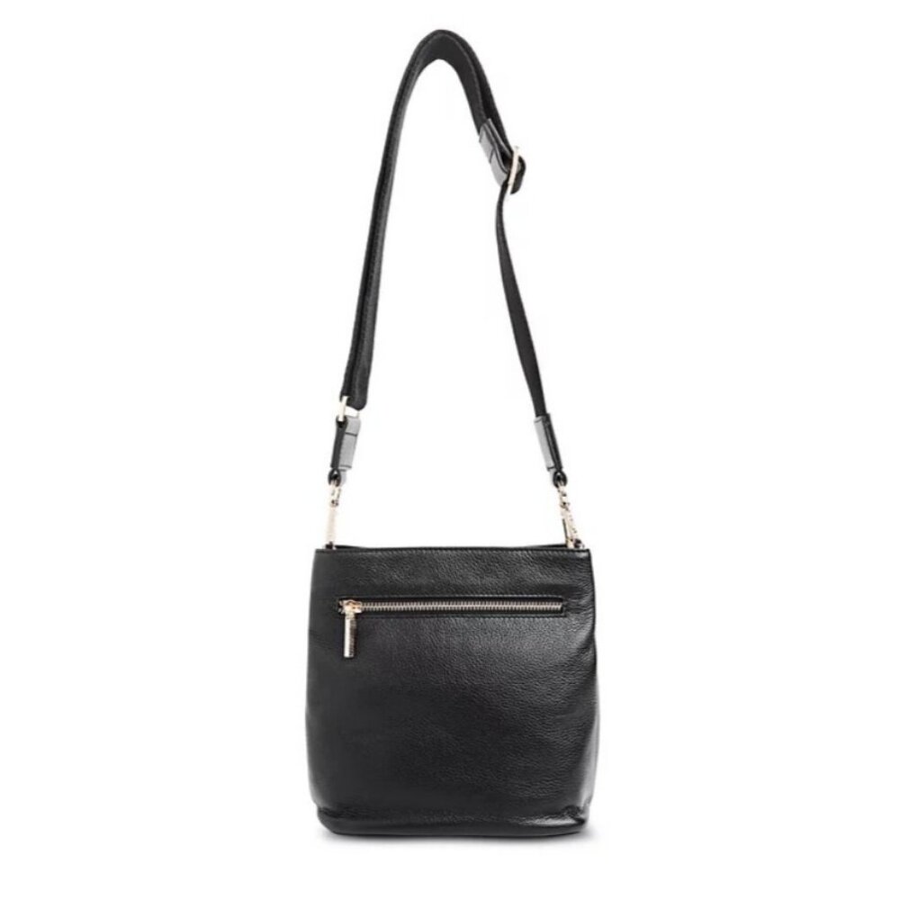 WHISTLES Dion pebbled leather small bucket crossbody bag + Dust bag BLACK